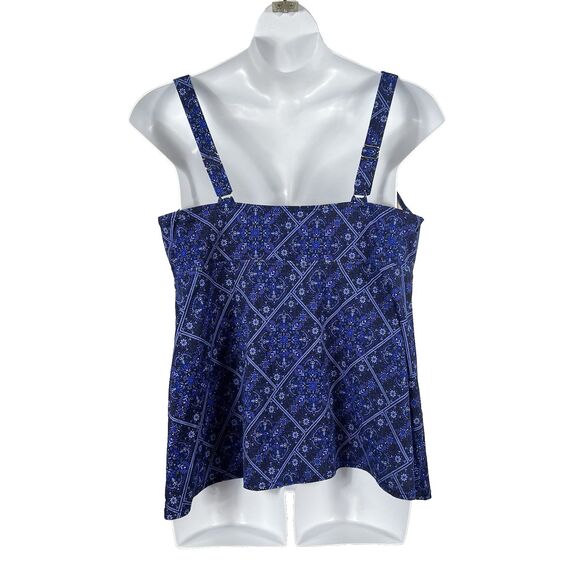 Swimsuits For All Women's Size 22 Blue Floral Tankini Top Only Empire Padded - Picture 4 of 9
